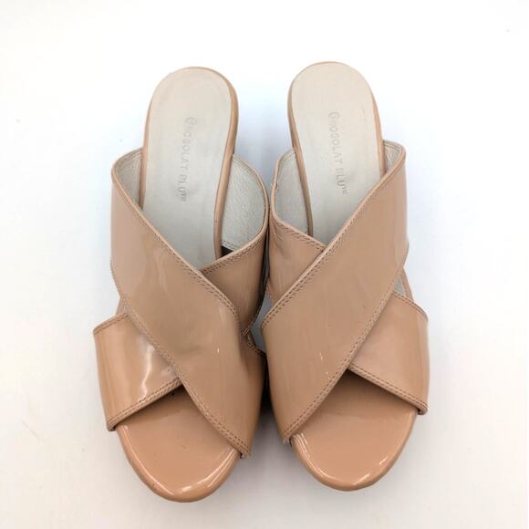 Chocolat Blu Winner Crisscross Wedge Slide Sandal Women's Tan Size US8.5 EU39 - Picture 10 of 14